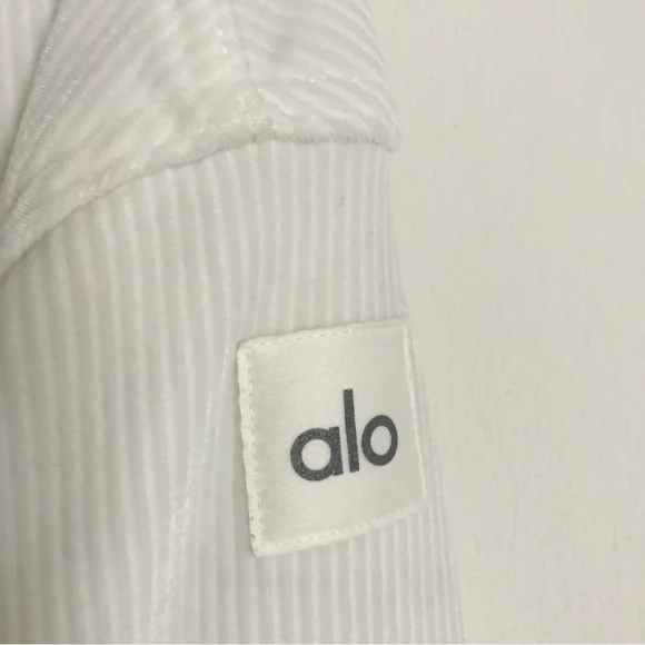 Alo Yoga Ribbed Velour Mountain Side Shacket Ivory S - Picture 10 of 13